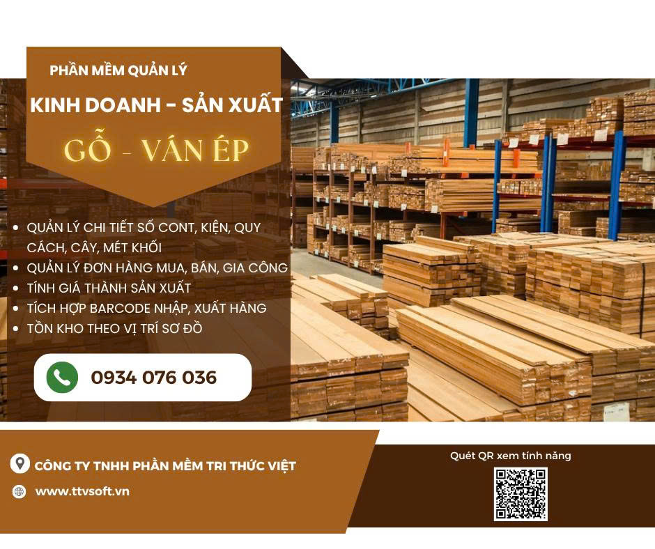 Phần mềm quản lý kho, mua bán gỗ nguyên liệu, ván ép, pallet